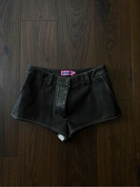 Edikted Black Faux Leather High Waist Shorts